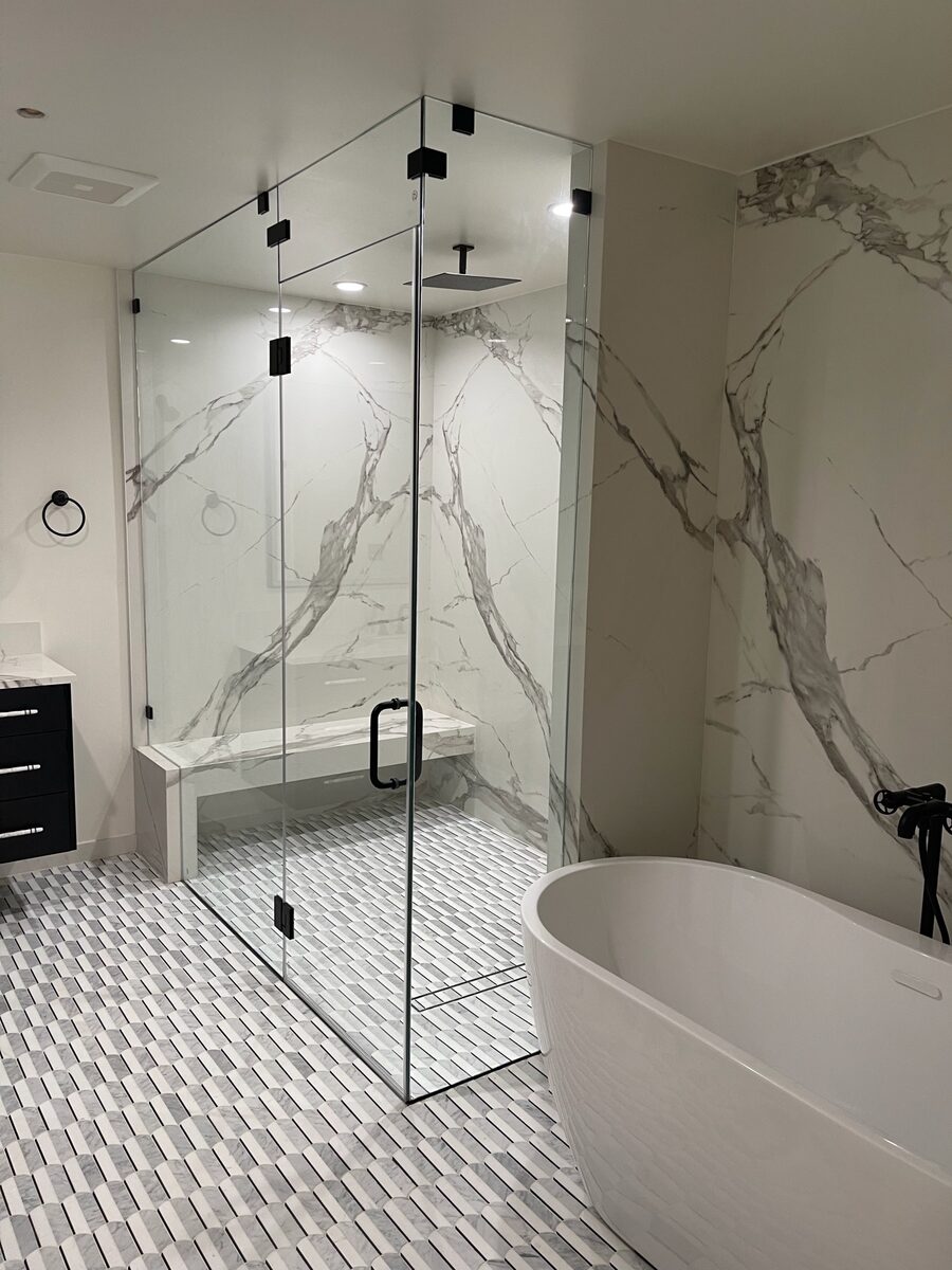 Malibu Marble Bathroom by Maya Dana Construction โ Malibu, CA